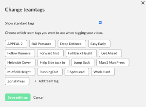 Select your teamtags for tagging